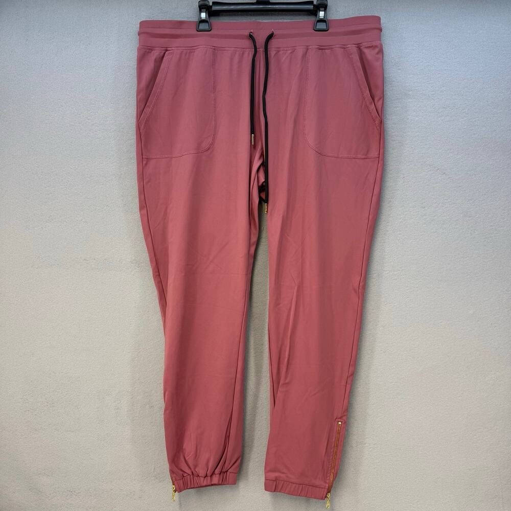 Zyia Active Joggers Women's 2X Rose Pink Gold Ankle Zippers Athleisure